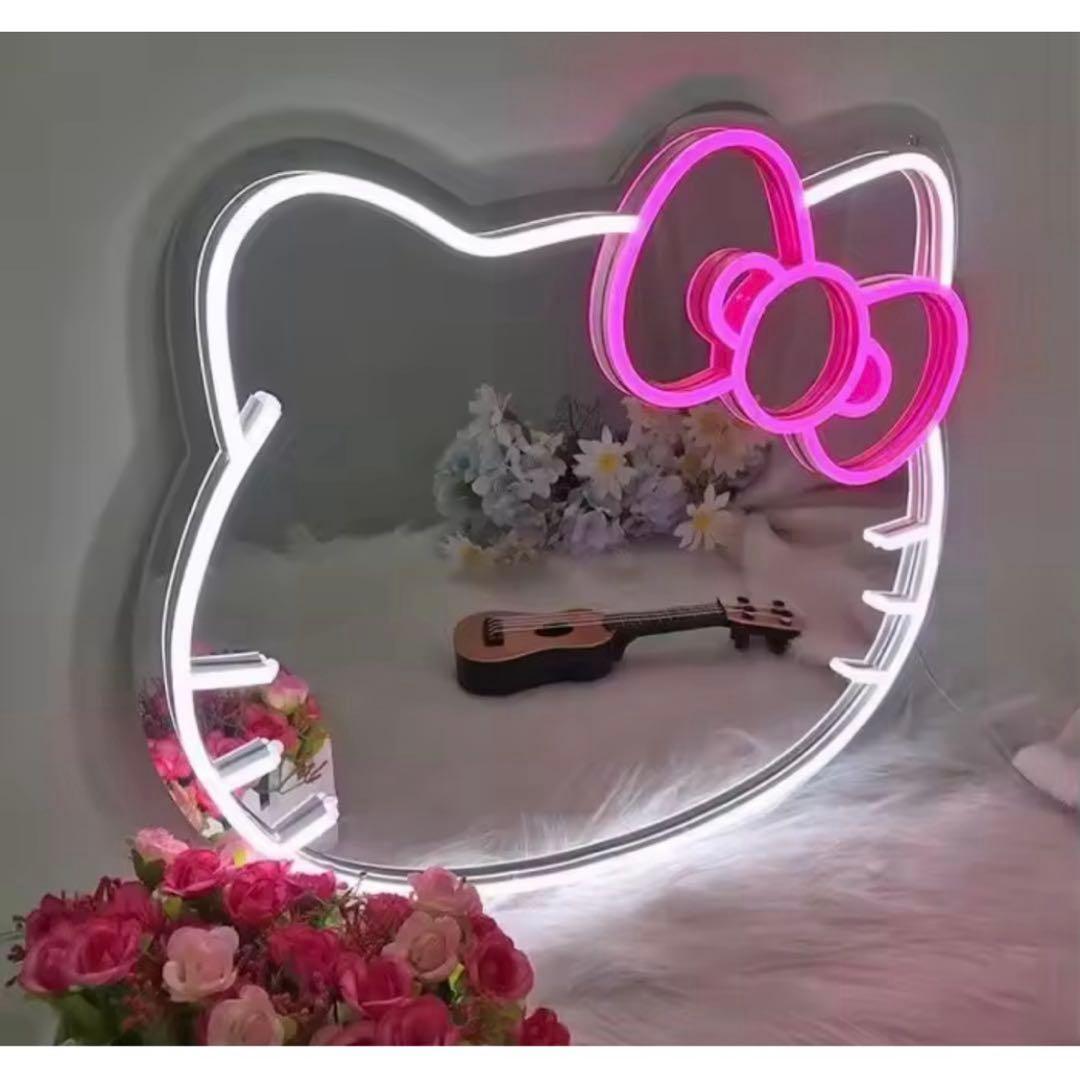 凯蒂猫 三丽鸥 霓虹灯镜 LED 壁挂式镜子