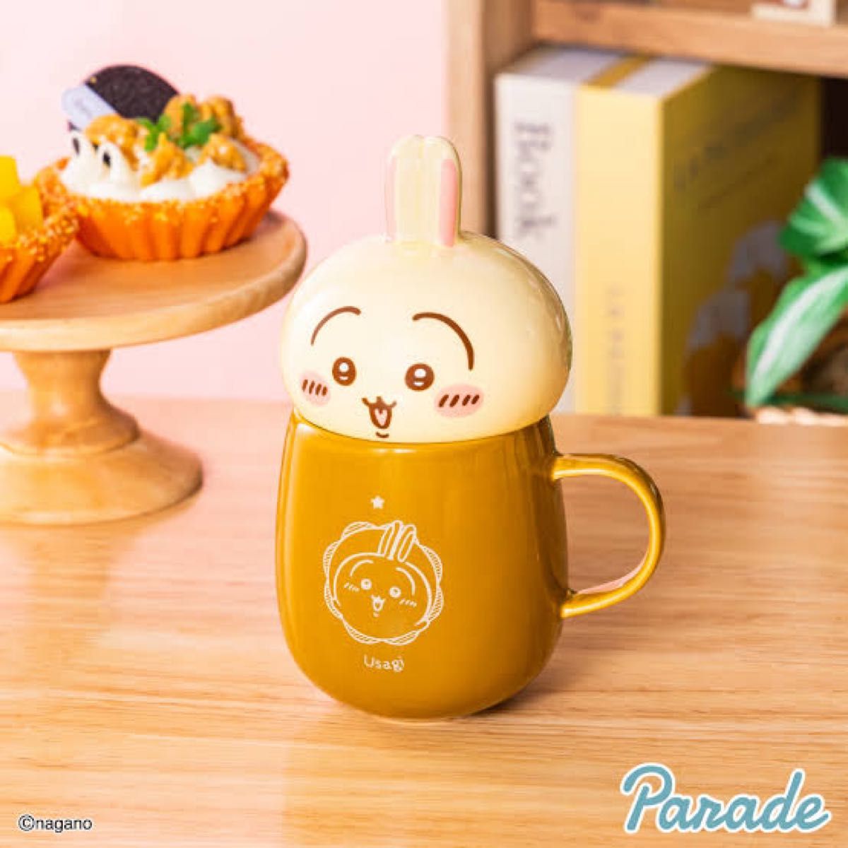 Chikawa Two-Faced Mug with Lid, Rabbit Design