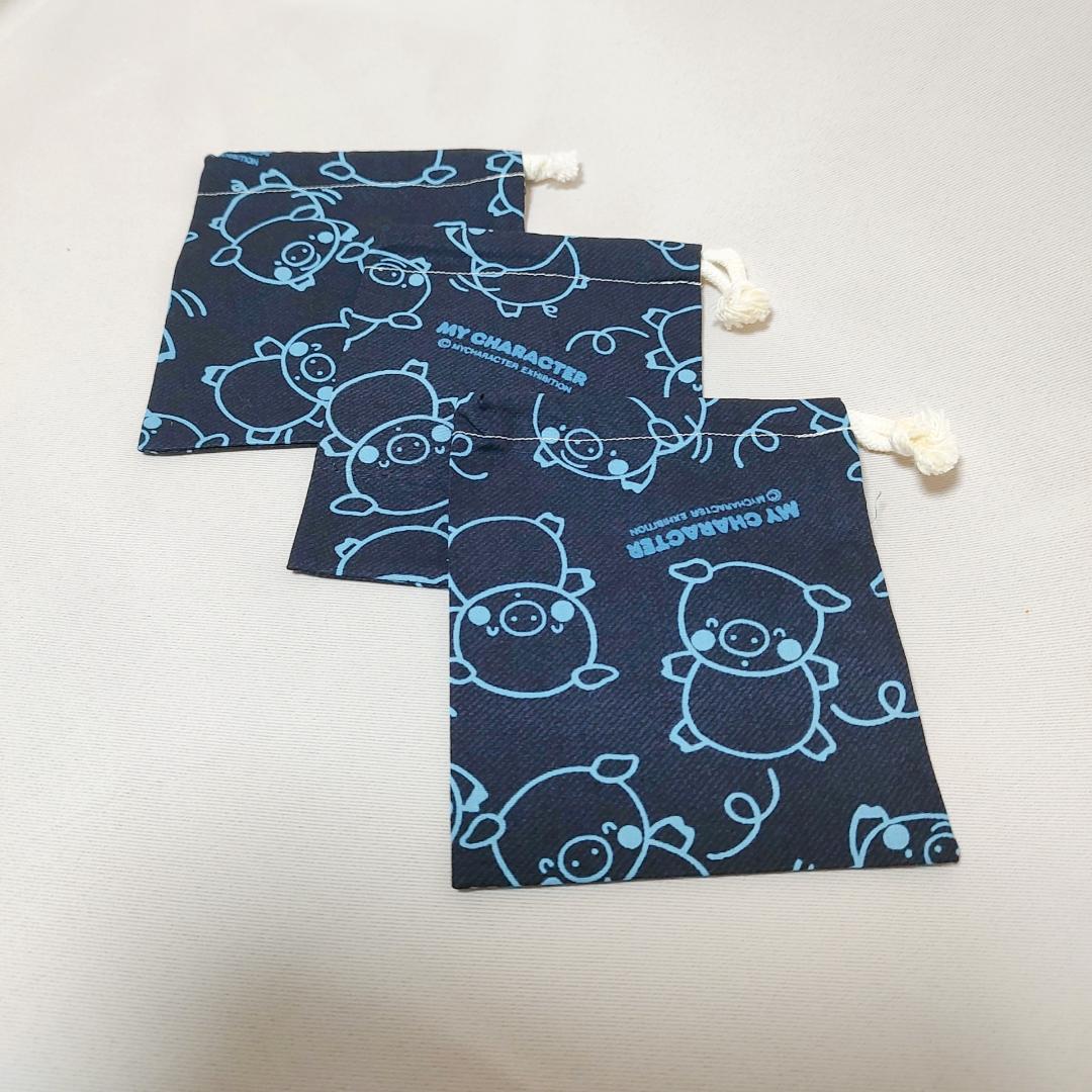 Pig-pattern drawstring pouch, small item organizer—value pack of 3 (240 yen each) ★ Anonymous shipping ★