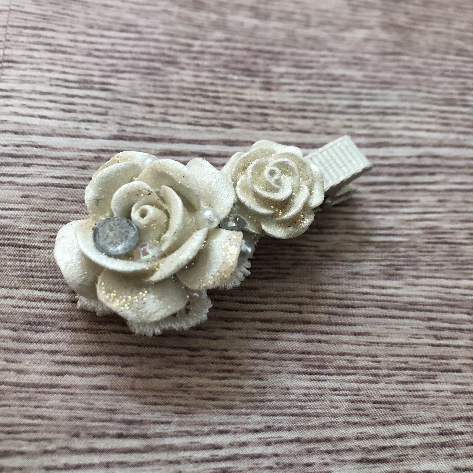 Princess Rose迷你发夹 白珍珠白