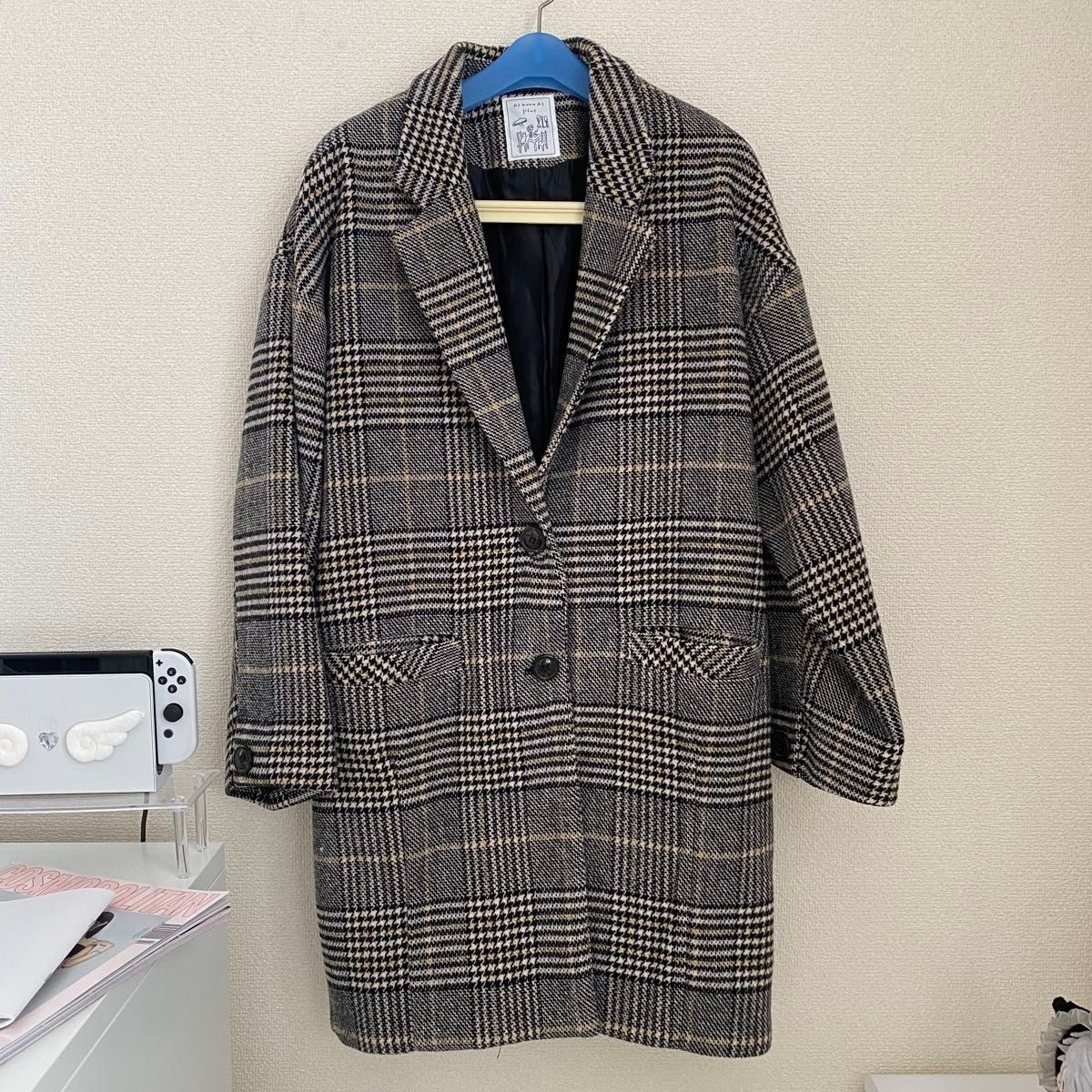 AS KNOW AS plus plaid coat gray Chester coat
