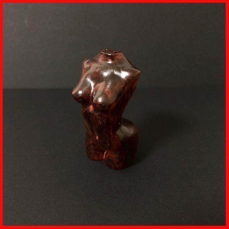 Wood Carved Rosewood Beauty Nude Figure Dessert Torso Ornament Netsuke Antique Figurine