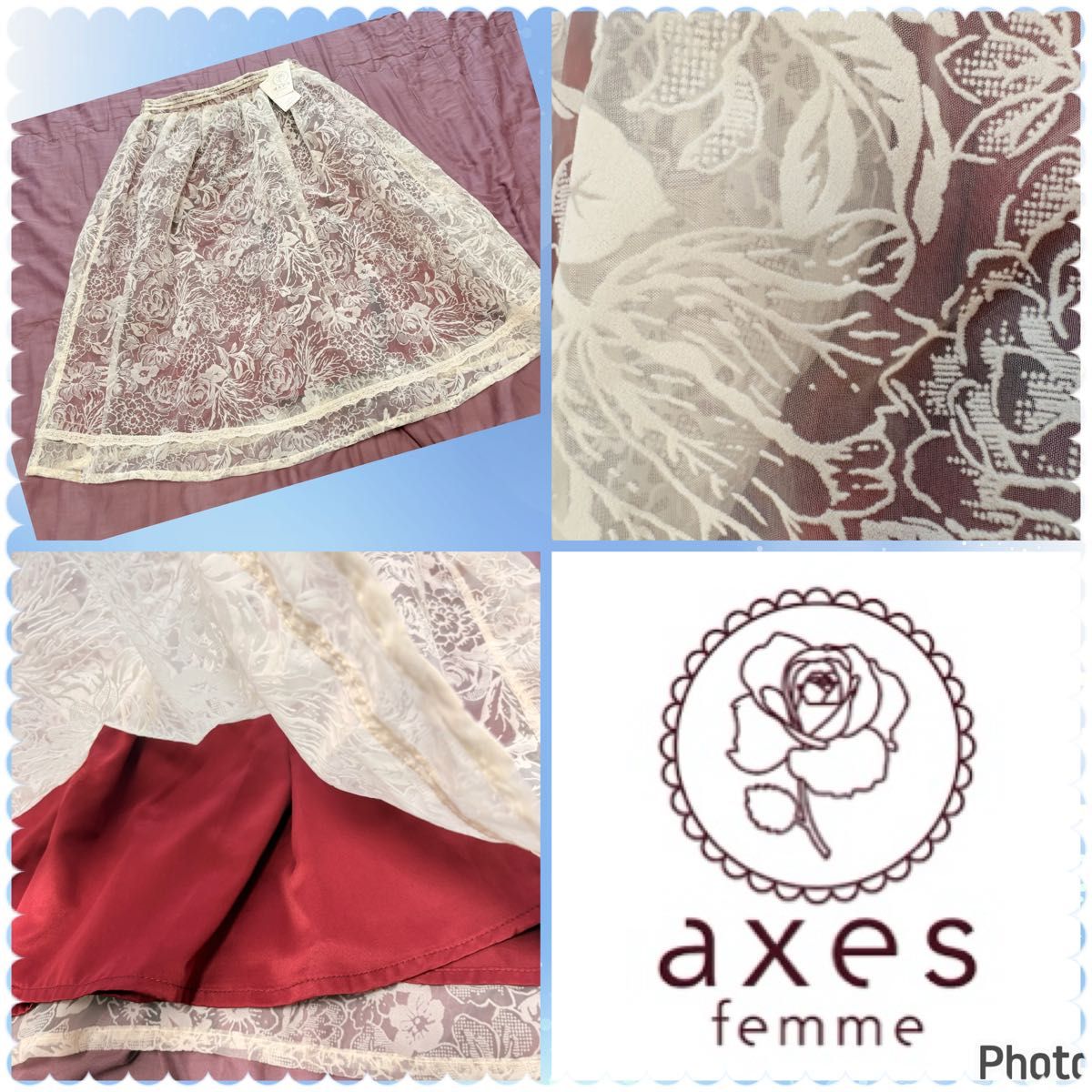 アクシーズファム★新品タグ付き★オーガンジー★フロッキーSK★森ガール★萌え系 お嬢様 axes フェアリーグランジ フェミニン