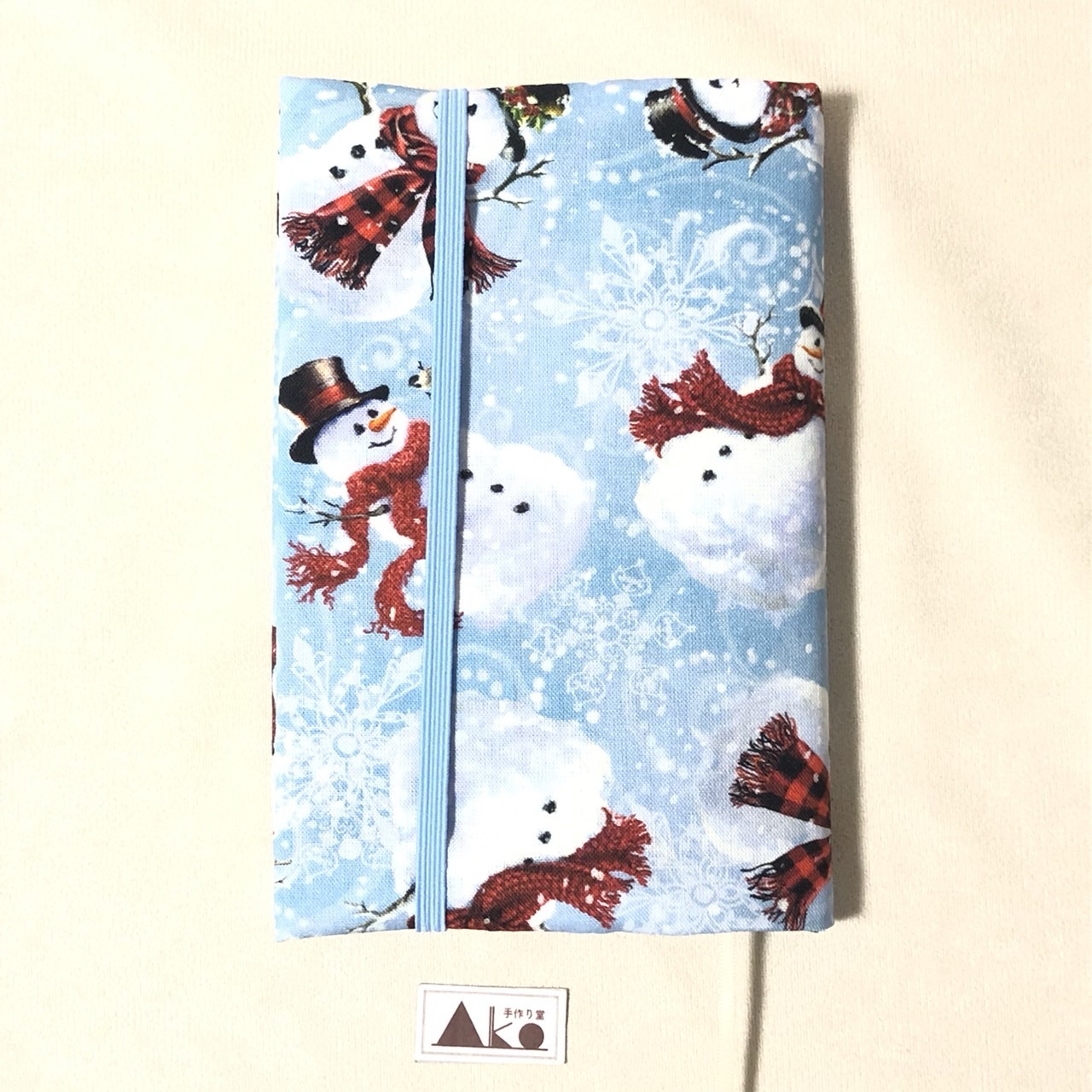 【Hayakawa文库】雪人和结晶的书皮/toll尺寸/USA棉/snow man/圣诞节/雪的结晶/淡蓝色/带本带内袋/冬季礼物/礼物/礼物