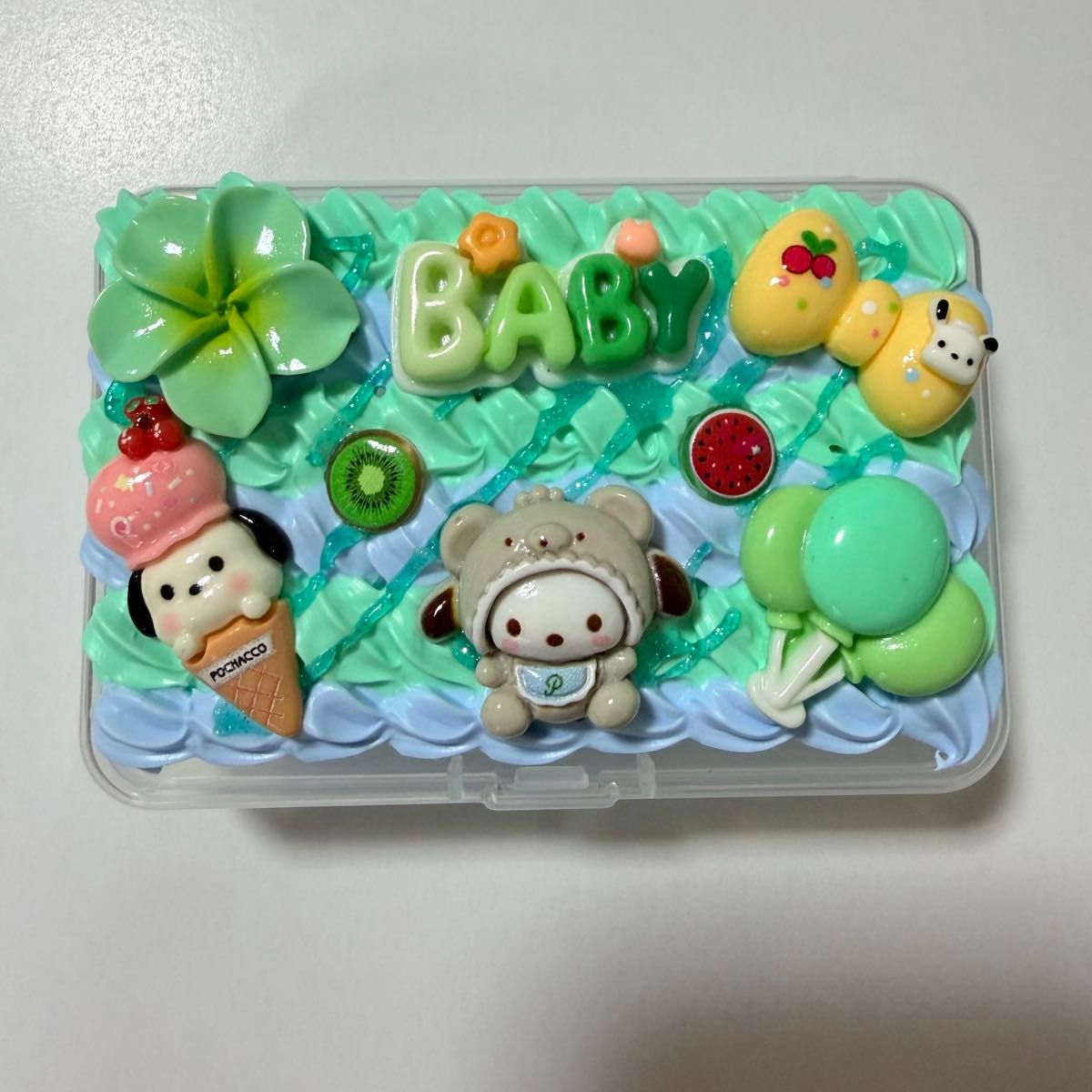五百九十★奶油装饰★小物收纳盒（大号）浅绿色&浅蓝色