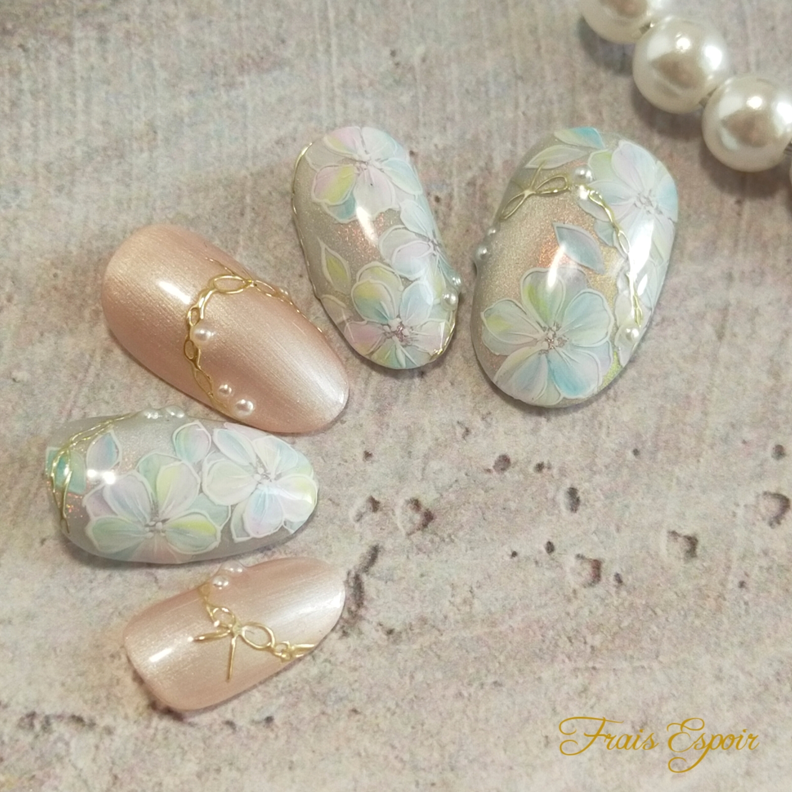 Prism Flower Nail Nail Tips Bridal Wedding Spring Rainbow