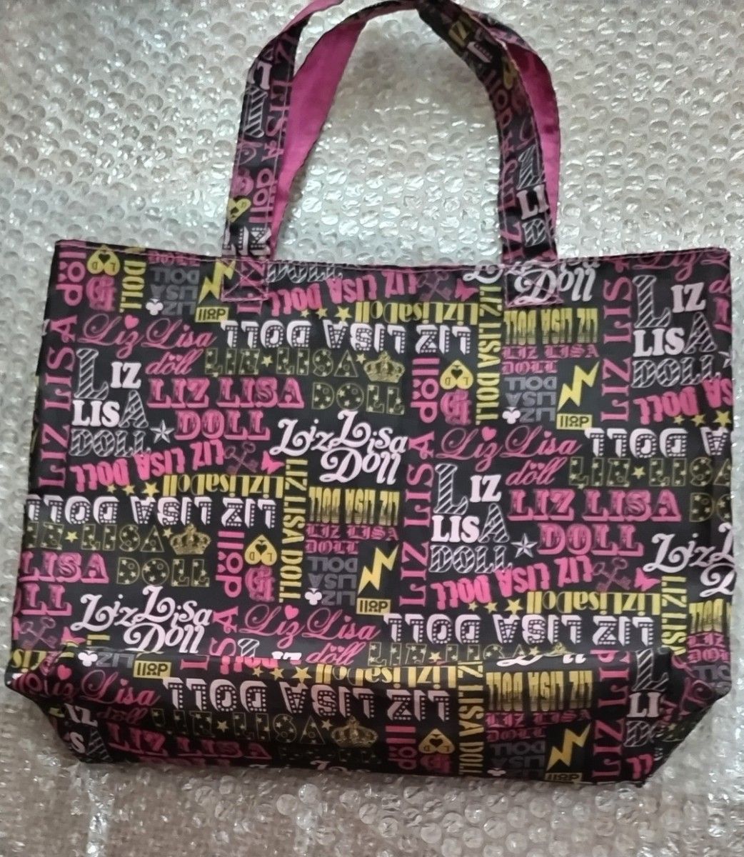Price Drop! LIZ LISA Doll Tote Bag, All-over Print, Black and Pink