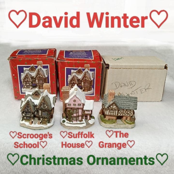 David Winter Christmas Ornament 3-Piece Set