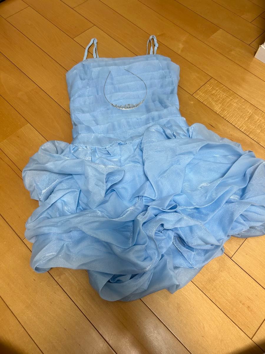 礼服浅蓝色褶边公主风发表会婚礼
