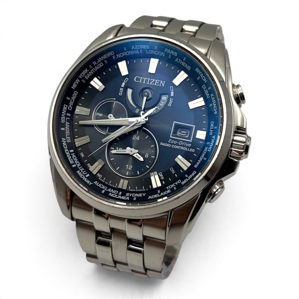 【品相优良】 CITIZEN 限定型号 Eco-Drive 深蓝色表盘 计时码表
