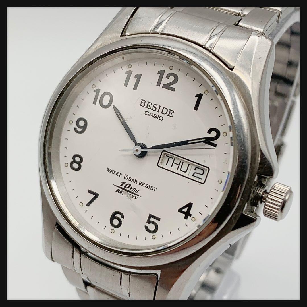 【Working Condition】CASIO Casio BESIDE Men’s Quartz Wristwatch with Day-Date