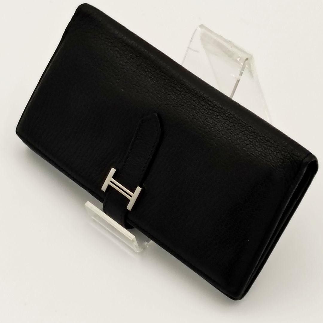 Hermes 長財布 ブラック ベアンスフレ シルバー金具
