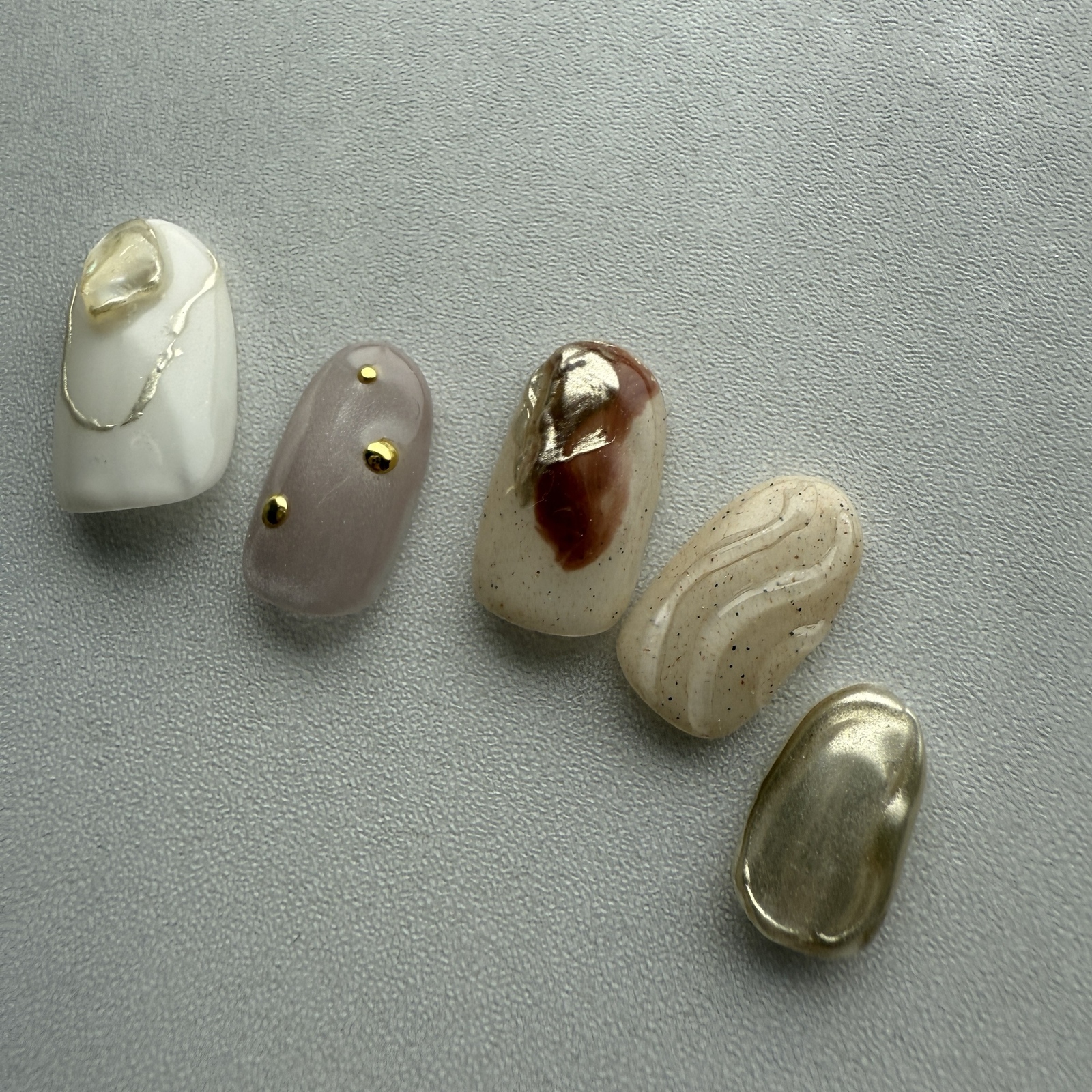 Beige × Brown Adult Nuance Nail | Gold Mirror | Nail Tips | Size Custom Order