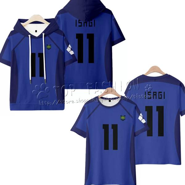 Free Shipping ◆ Blue Lock Style Isagi Yoichi Adult Kids Short Sleeve T-Shirt Spring Summer Court Unisex Support Wear Breathable Sweat-Absorbing