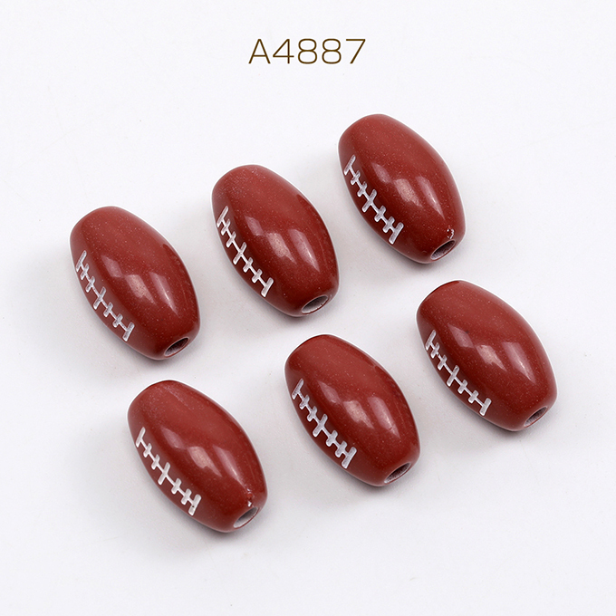 A4887 60个 亚克力珠子 运动风格主题 橄榄球 带通孔 9× 16mm 3 x(20个))