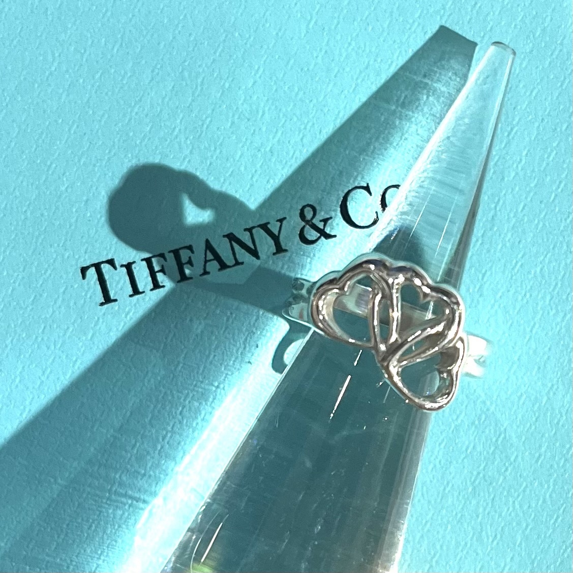 【 TIFFANY & CO .】【12号】1893年款三重开启心形戒指，925纯银/象征三种爱的设计/复古蒂芙尼，纯银护身符珠宝