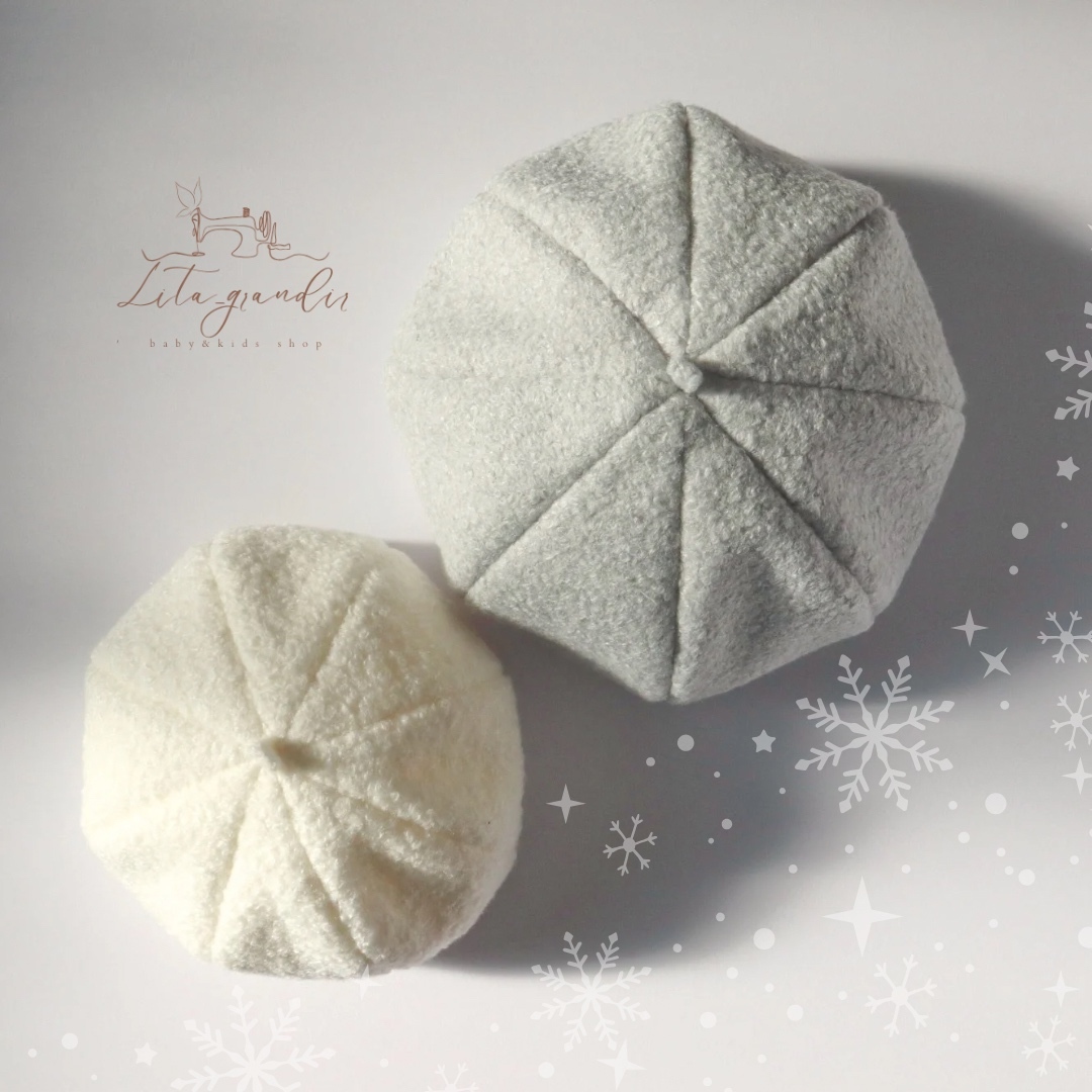 秋冬款 圆润可爱的贝雷帽 毛圈针织面料 儿童/婴儿款(白色/浅灰色) 毛茸茸的