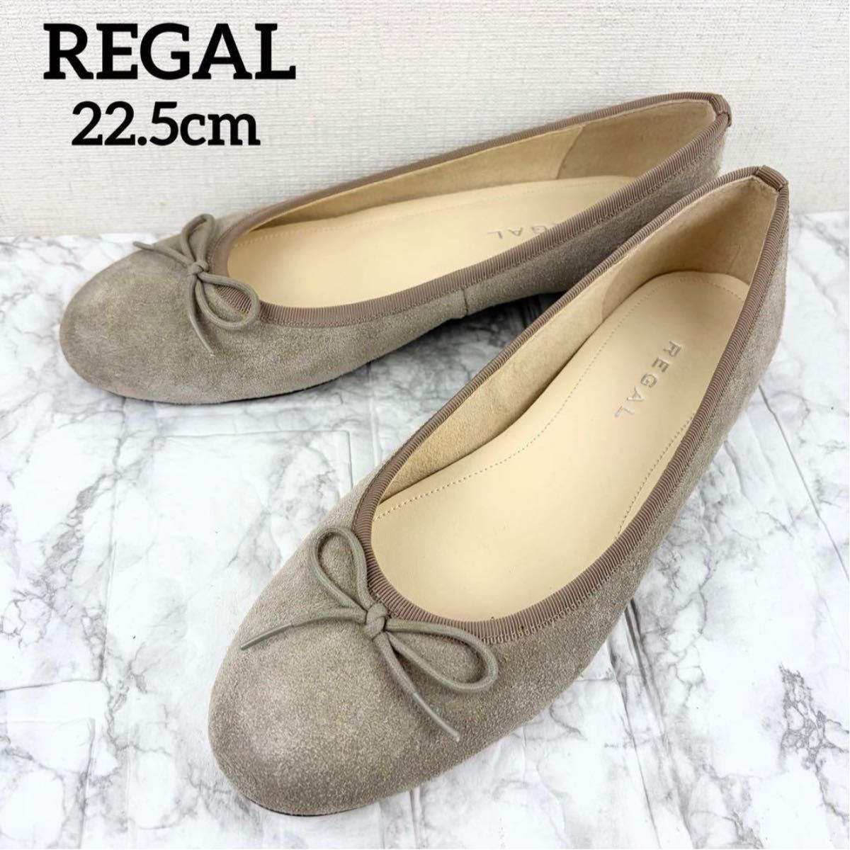 REGAL リーガル 芭蕾鞋 丝带 麂皮平底 22.5 真皮平底鞋