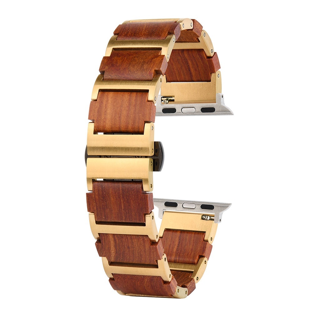 SSP276 适配Apple Watch 天然木×不锈钢表带 手工制作 时尚 男女通用 替换表带 适用于Series 1至8及SE型号