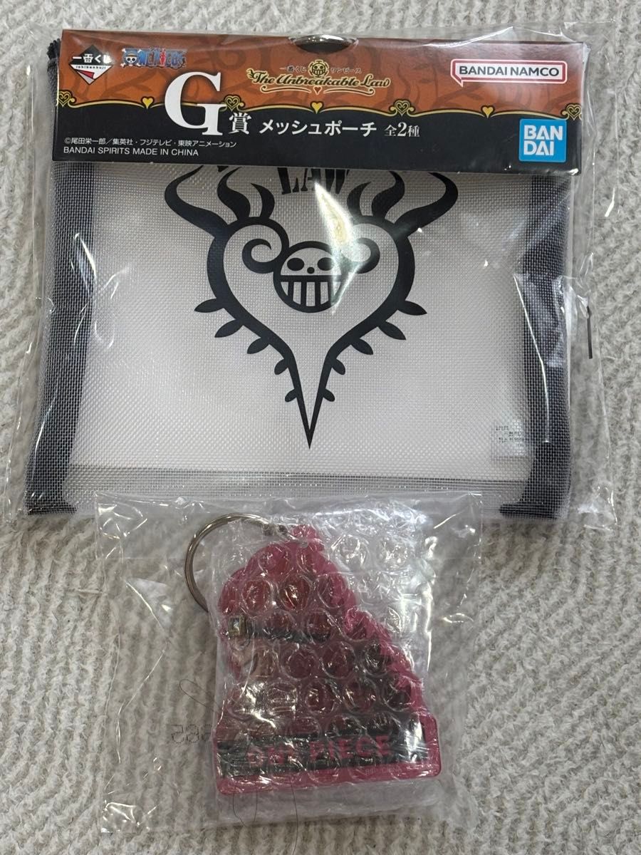 Ichibankuji One Piece The Unbreakable Law Prize G Mesh Pouch & Rubber Charm 2-Piece Set