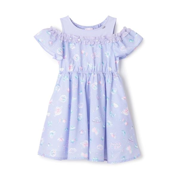 连衣裙行星图案对接连衣裙儿童服装女孩
