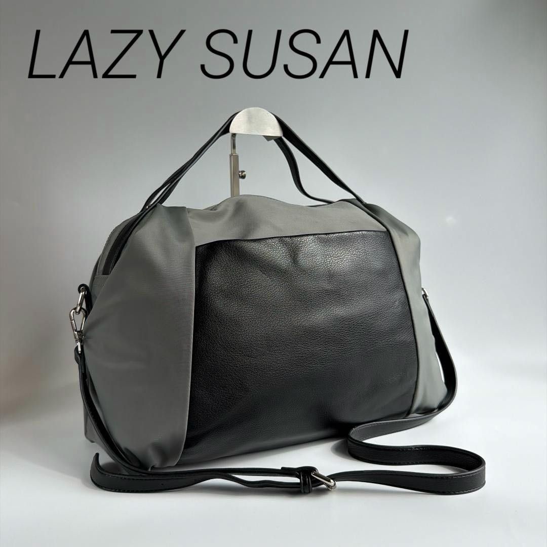 LAZY SUSAN 2way Shoulder bag nylon A4 Blue-gray Lazy Susan large capacity