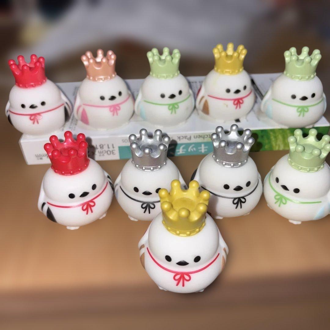 Soft Vinyl Figure Set of 10 "King of the Long-tailed Tit" Wearing a Crown