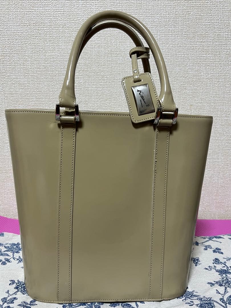 Kitamura 2 横滨 托特包 漆皮质感 米色