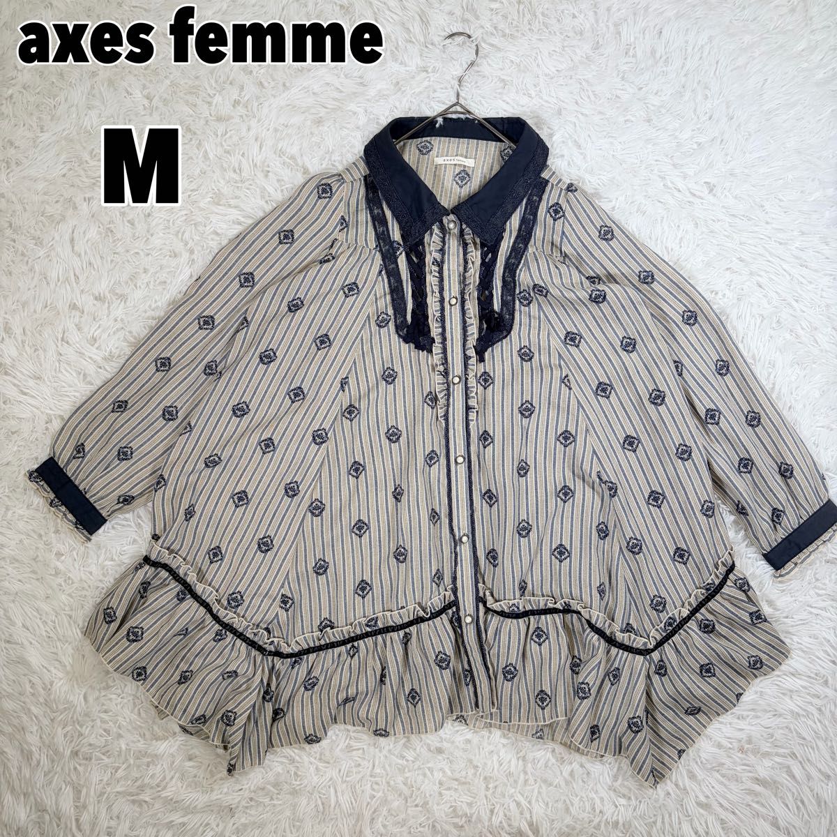axes femme 阿克西斯法姆 长款衬衫 菱格纹