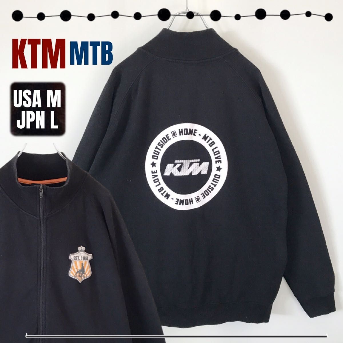 KTM★山地自行车/MTB★全拉链卫衣★背部大logo印花★前胸徽章★美国男款M/日本男款L