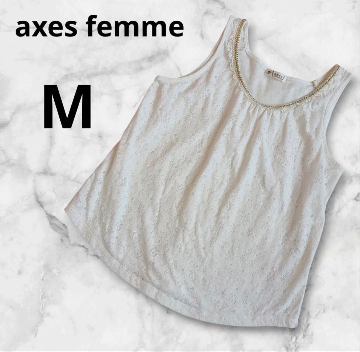axes femme艾克西斯法姆蕾丝背心象牙白花卉图案内搭女士M码