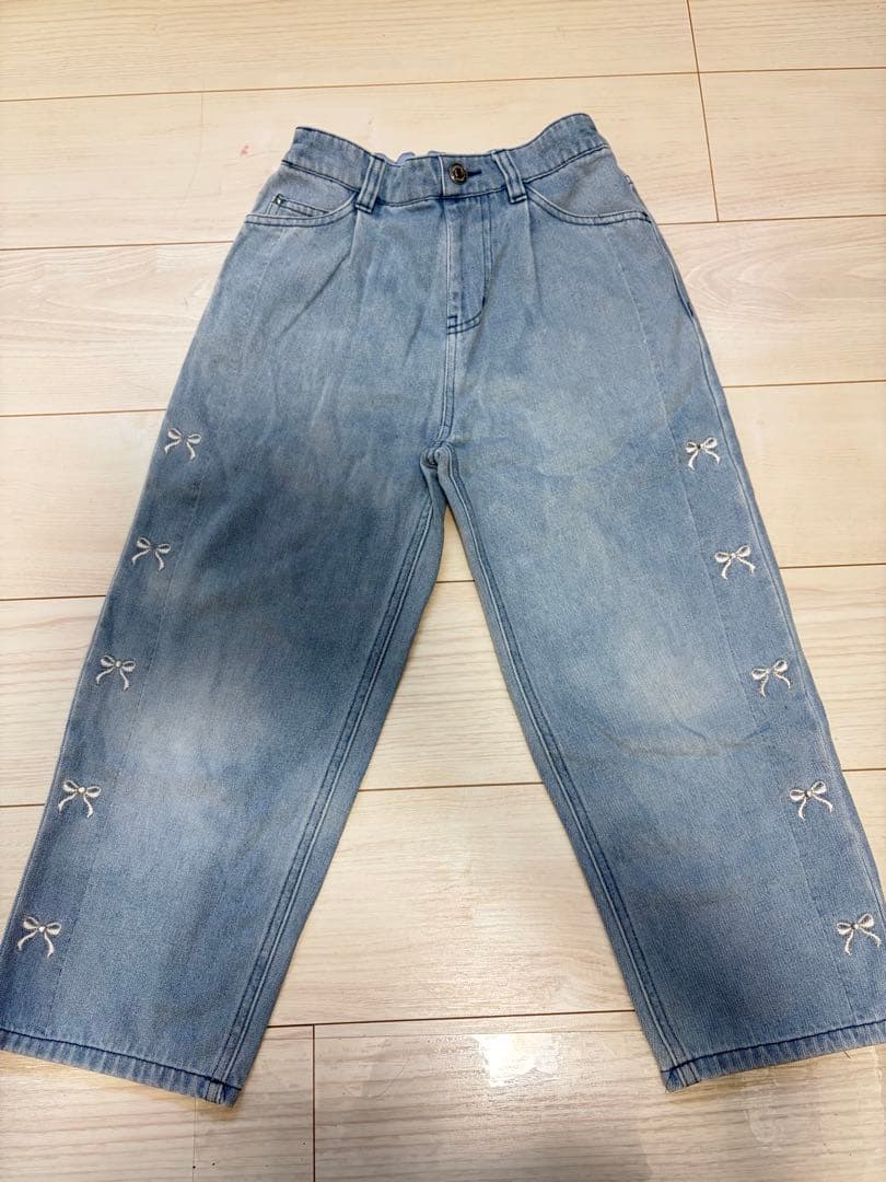 mezzo piano 缎带刺绣牛仔裤 130cm