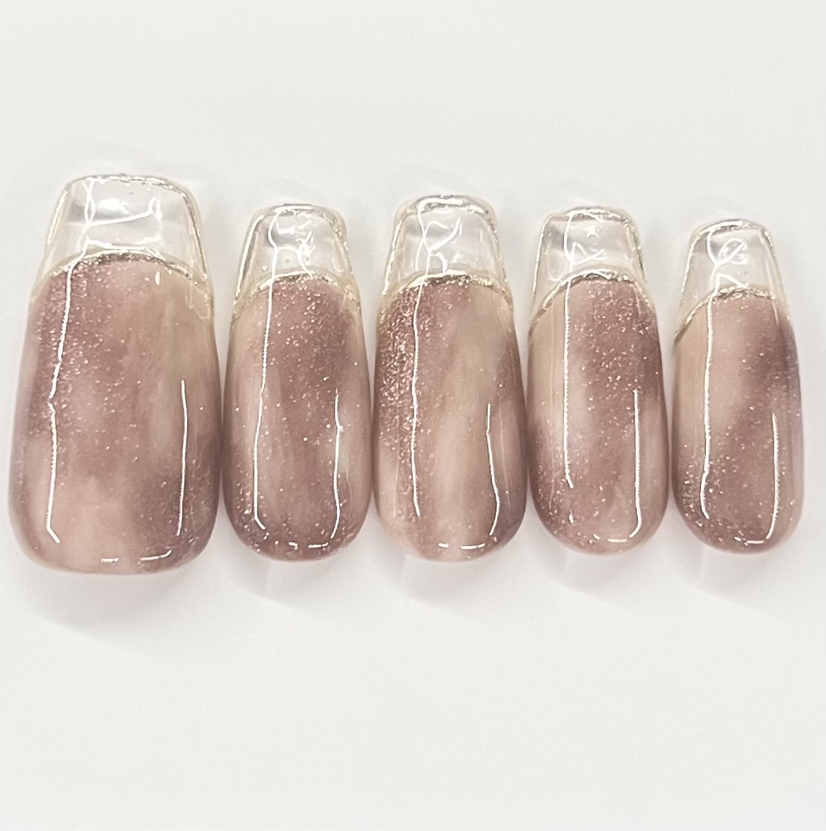 🤎Brown🤎 Nuance Clear French 🤍 Nail Tips✨