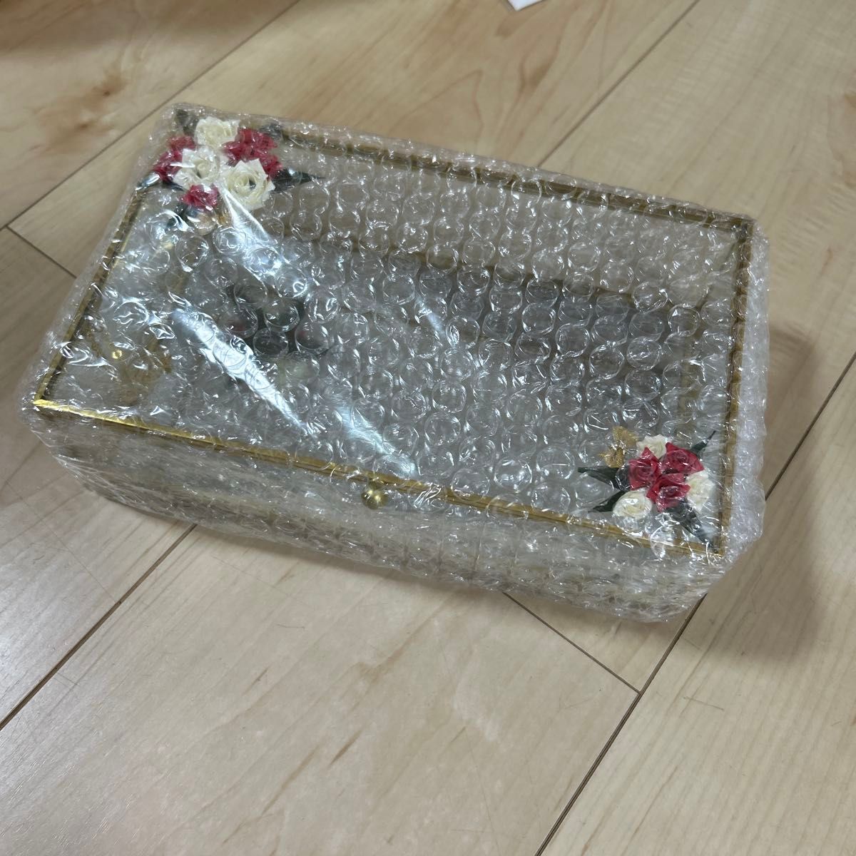 复古风玻璃珠宝盒 花纹装饰 小物收纳盒 饰品盒