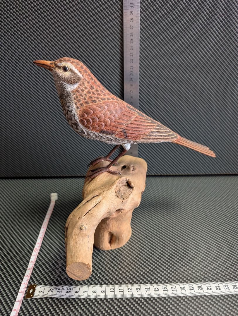 Wooden Carving Bird Figurine - Thrush