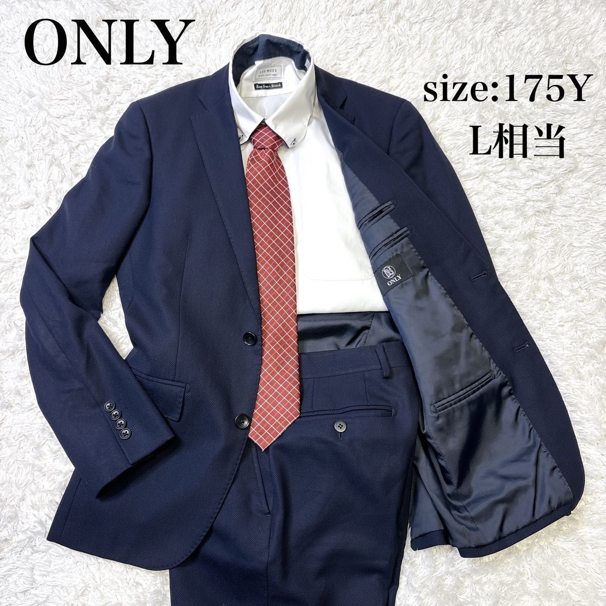ONLY 男士西装套装 上下装 海军蓝条纹 近年标签 175Y 商务 全季