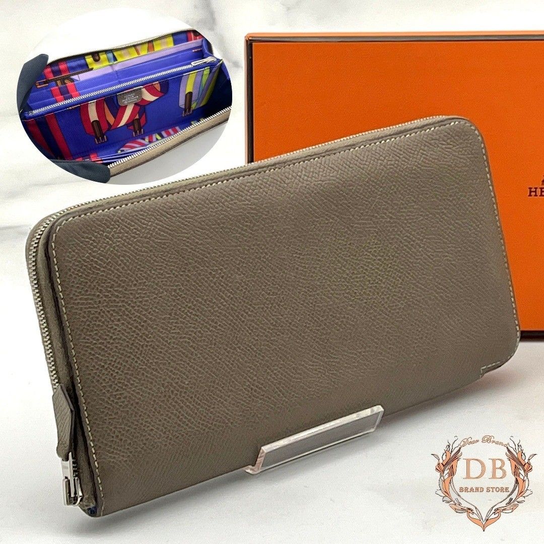 Hermès Azur Long Silk-In-Etoupe Purple Long Wallet □P Stamp HERMES Women’s Wallet Voile d’Epsom