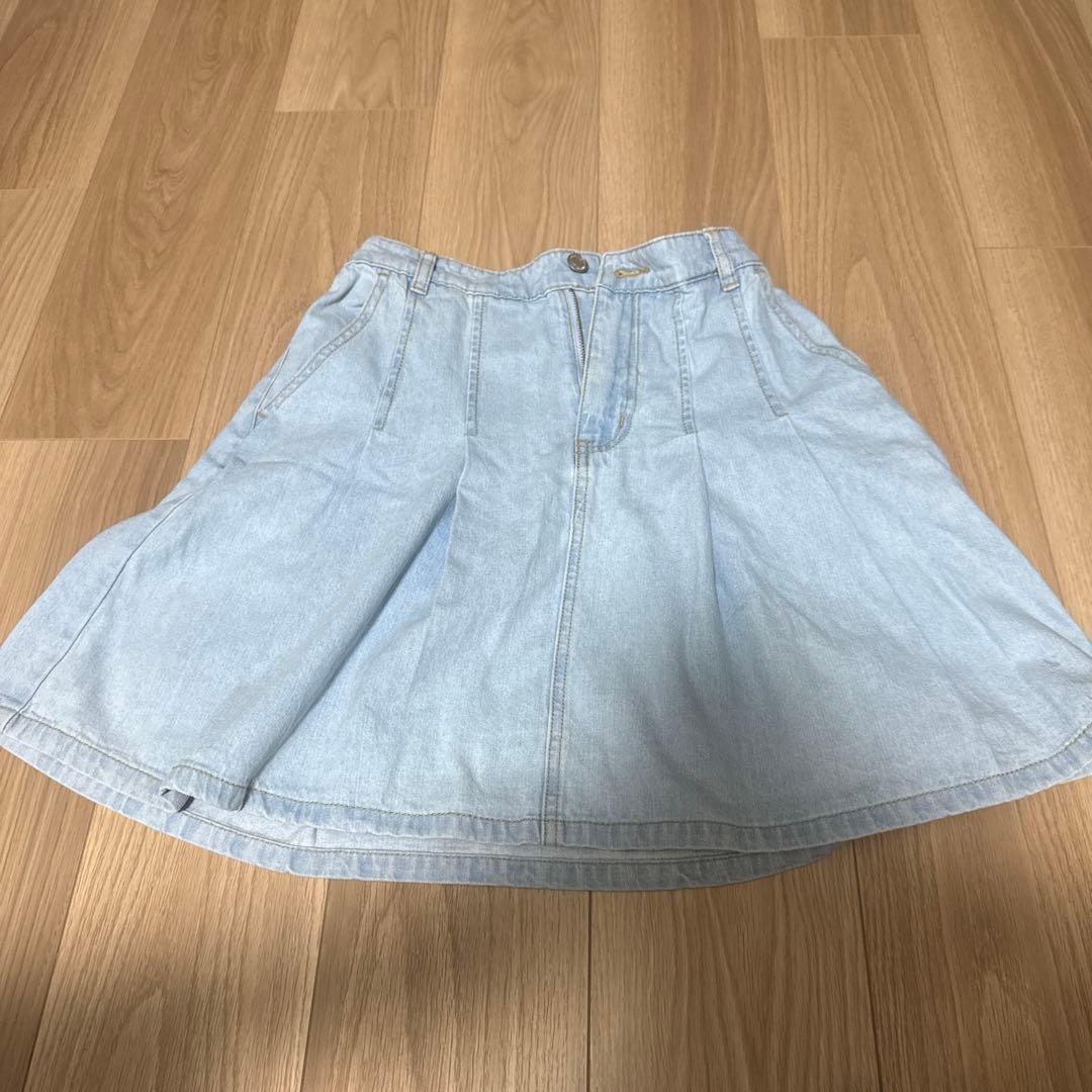 牛仔喇叭迷你裙 浅蓝色 M码