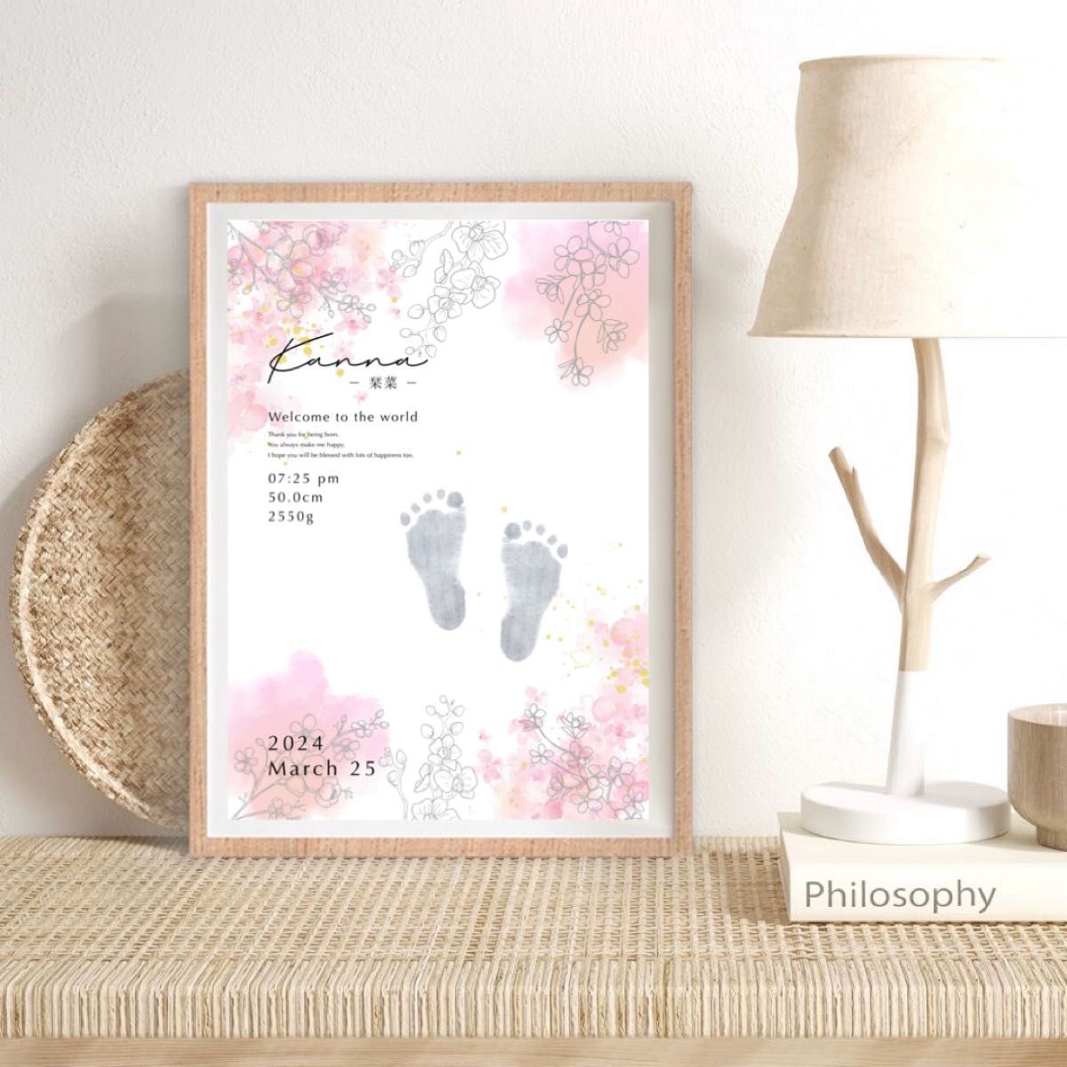 [Set of 2] Naming Book Bills Footprint Birthday One Year Old Half Birthday