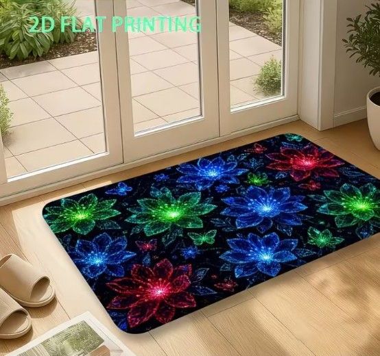 客厅地毯 室内用 花卉图案 40cm × 60cm 时尚 地毯