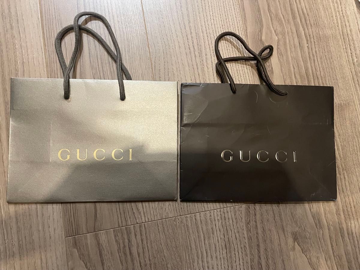 古驰 GUCCI 购物纸袋 2个装 金色 棕色