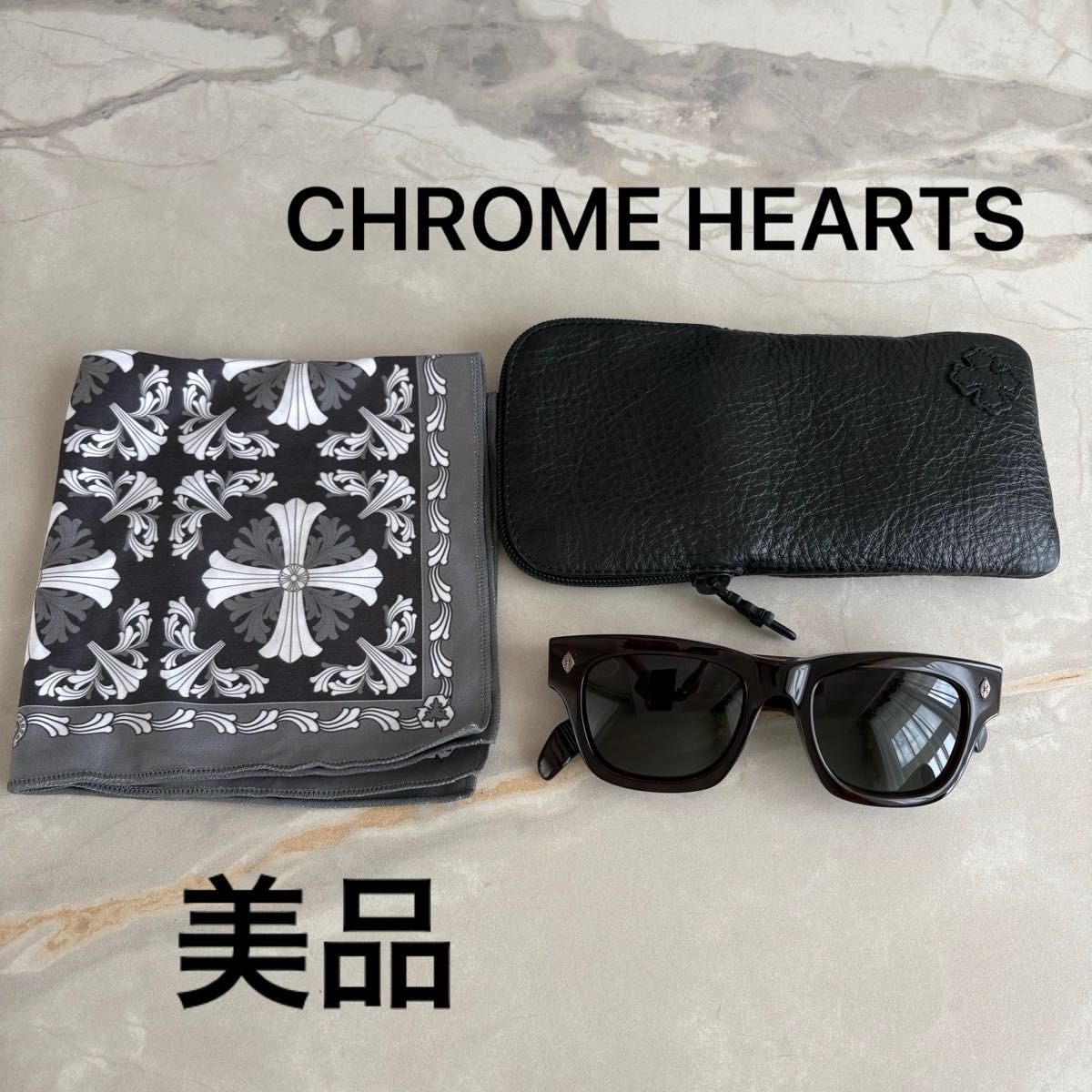 美品【本物/ケースクロス付】CHROME HEARTS クロムハーツ サングラス DICK FITZENER 専用ケース・クロス付
