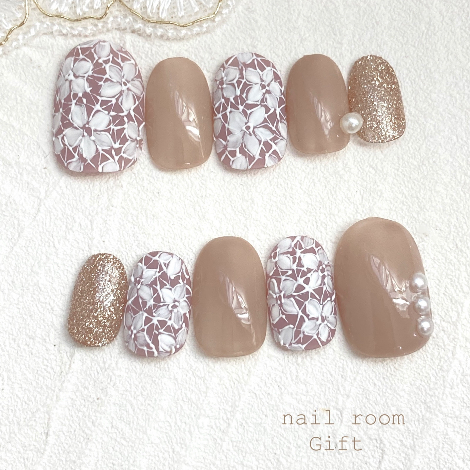 💐Lace Flower Nail / Lace Flower Hand-Painted Flower Hand-Painted Lace Floral Nail Nail Tip Flower Nail School Entrance Ceremony Nail Graduation Ceremony Nail Kindergarten/Primary School Entrance Wedding Nail Bridal Spring