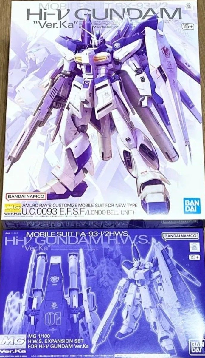 新品未组装2种套装mg1/100 Hi-v高达Ver.Ka & Hi-v高达Ver.Ka用HWS扩展套装