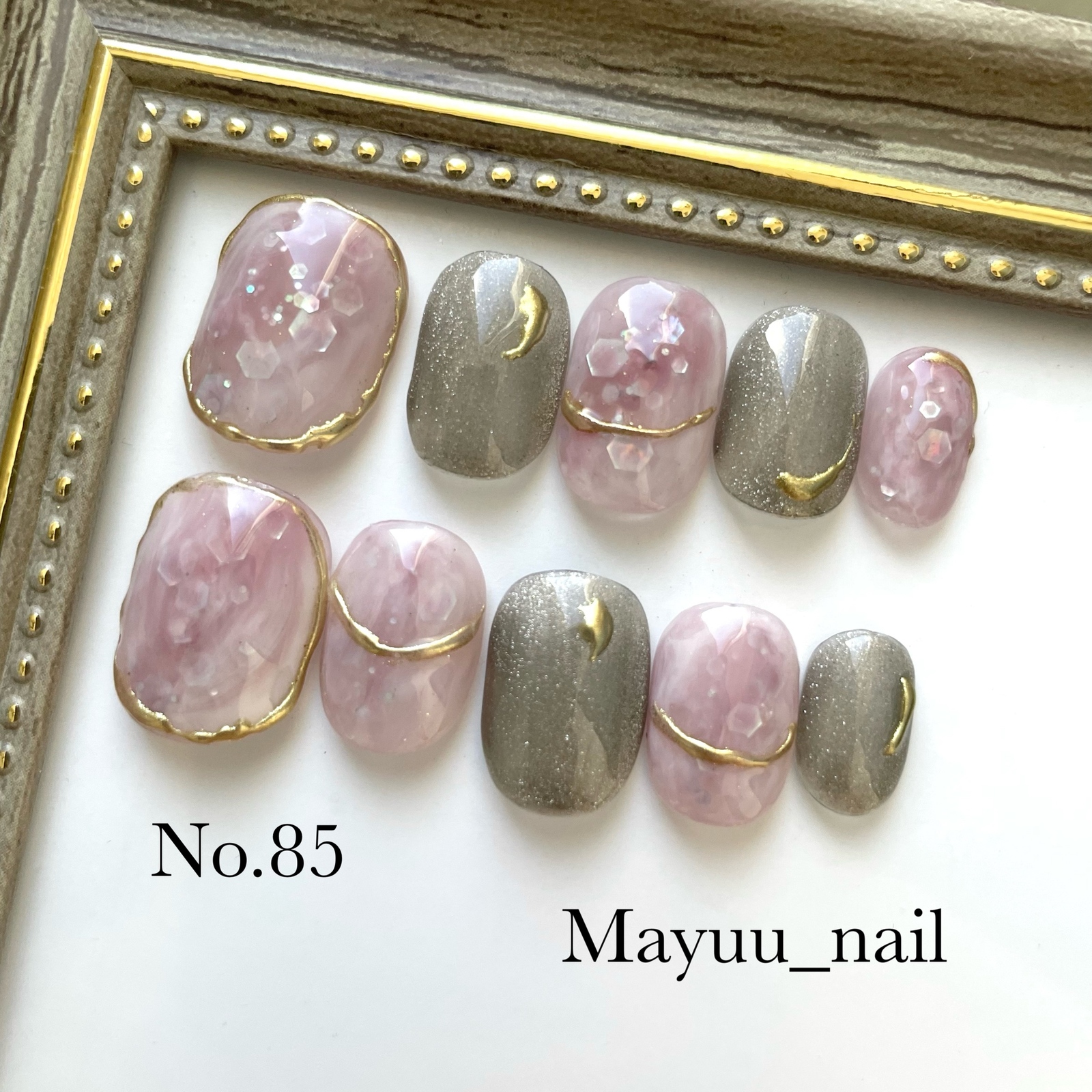 【Chip Size Custom Order / Free Shipping】Sparkly✨Hologram Embedded Nuance Nail Pink Gray Nail Tip Elegant Nail Office Nail Wedding Nail Light Color Nail Adult Nail Muted Color Nail