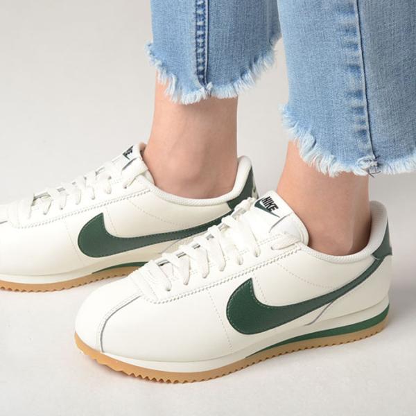 W 耐克 CORTEZ 女款 耐克 科尔特兹 女士运动鞋 米白色 绿色 dn1791-110