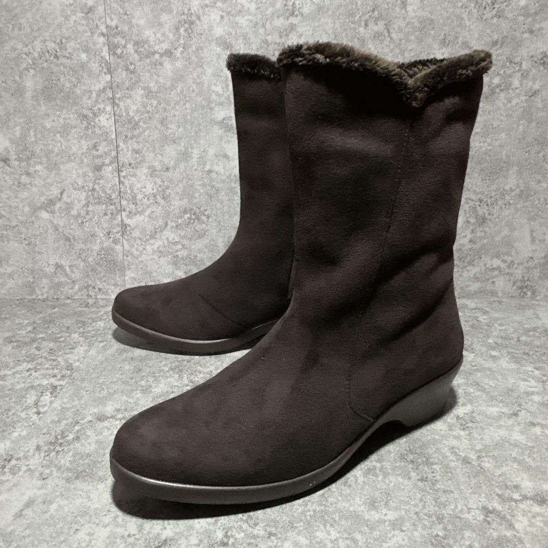 Top Dry 绒面革靴 Gore-Tex 防水 侧拉链 深棕色 23.5cm