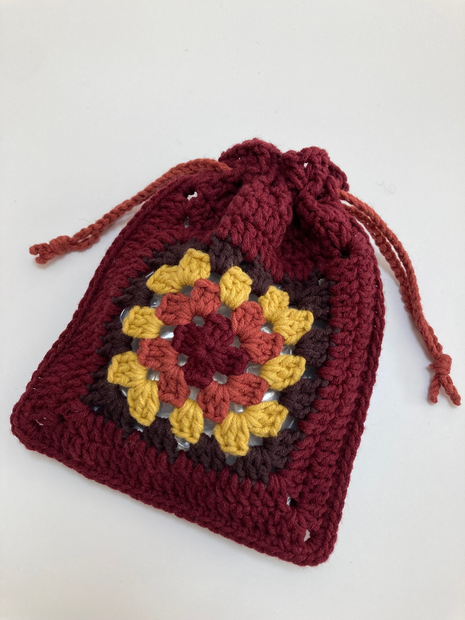 手工套装☆钩针编织☆ granny motifs 束口袋钱包 棕色