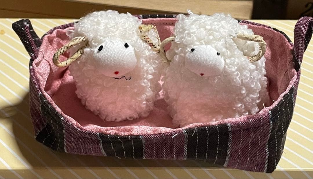 手工制作 羊毛绒玩具 两件套 带篮子