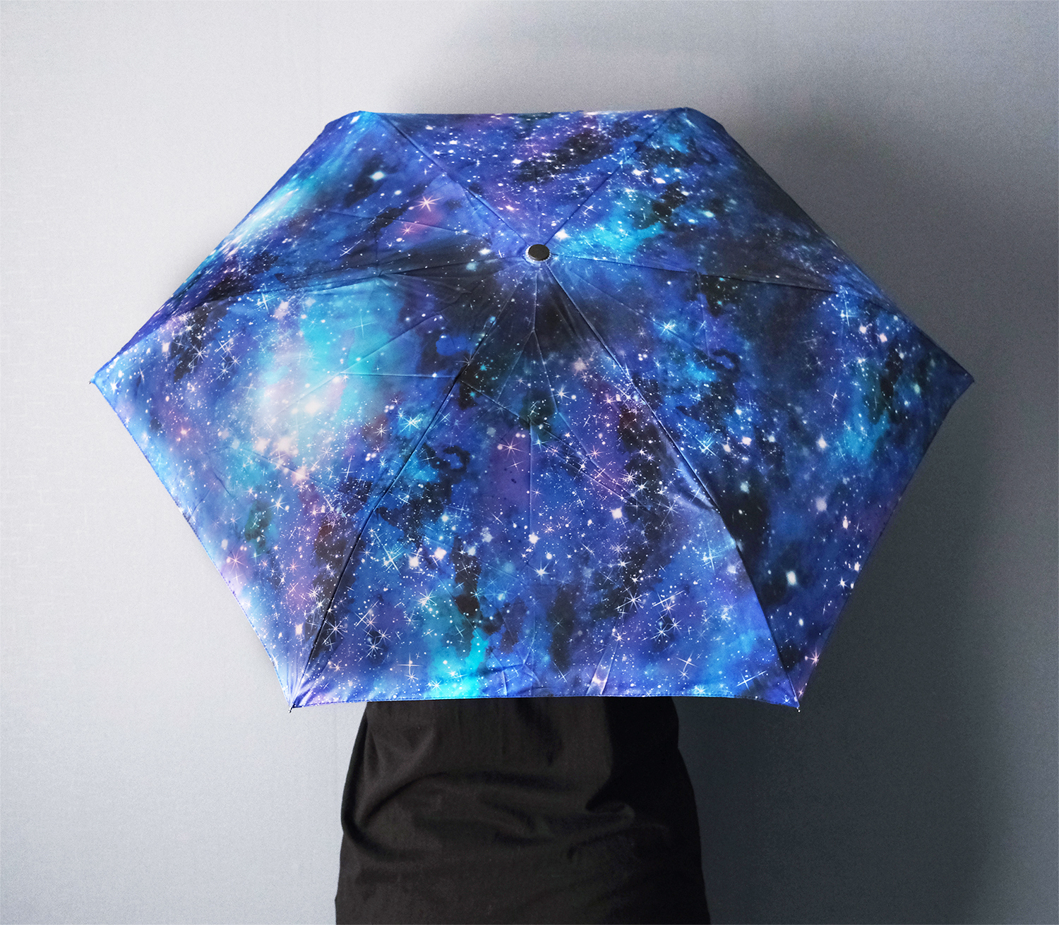 雨中绽放的星空 "星与银河宇宙图案" 晴雨两用 折叠伞/太阳伞(外表面印花)